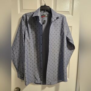 Men's Blue Patterned Button-down Dress Shirt, Size S